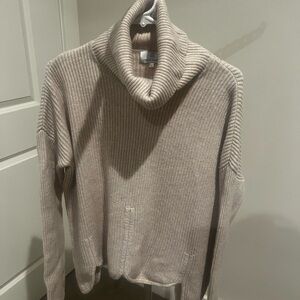 Chloe Kristyn Taupe Ribbed Turtleneck Sweater